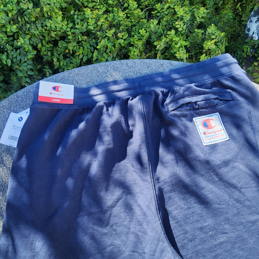 Champion Navy Sweatpants with Back Logo Patch